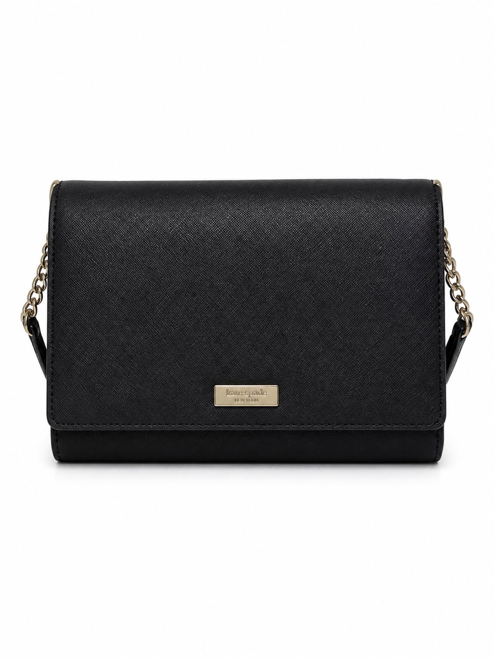 kate spade Black Bag Saffiano Leather Crossbody Bag with Chain Strap